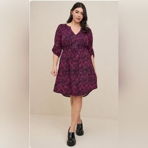 Torrid Zip Font Challis Dress 1X Black and Red Hearts